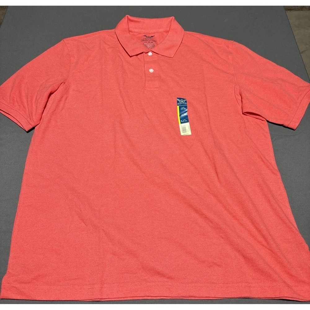 Faded Glory Men's Large Polo, Salmon, Cotton Polyester